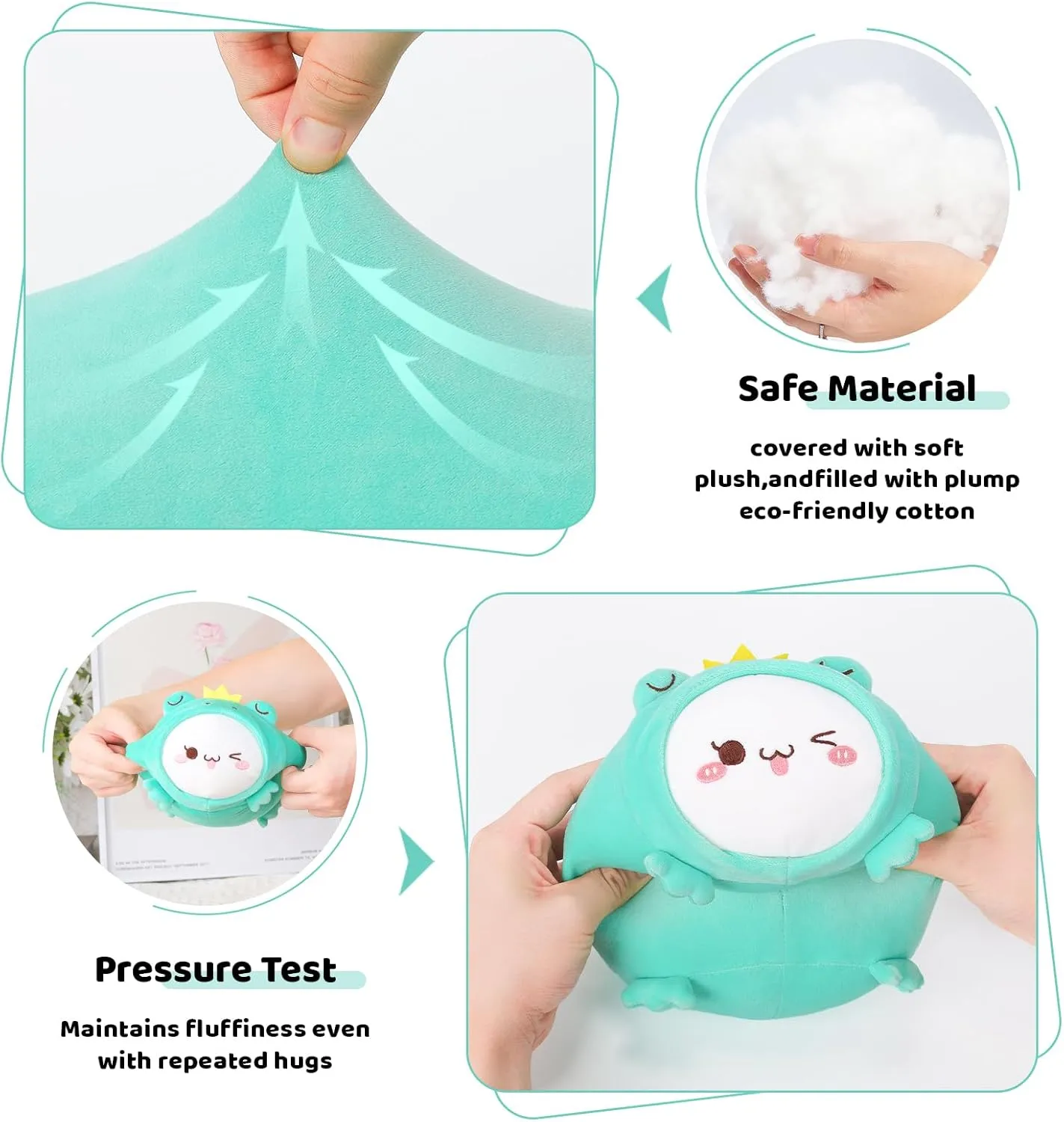 Toy Gifts for Kids AIXINI Cute Cat Frog Plush Pillow 15.7?? Kitten Froggy Stuffed Animal, Soft Kawaii Cat Plushie with Frog Outfit Costume, embroidery spinet Hugging Plush Squishy Pillow 