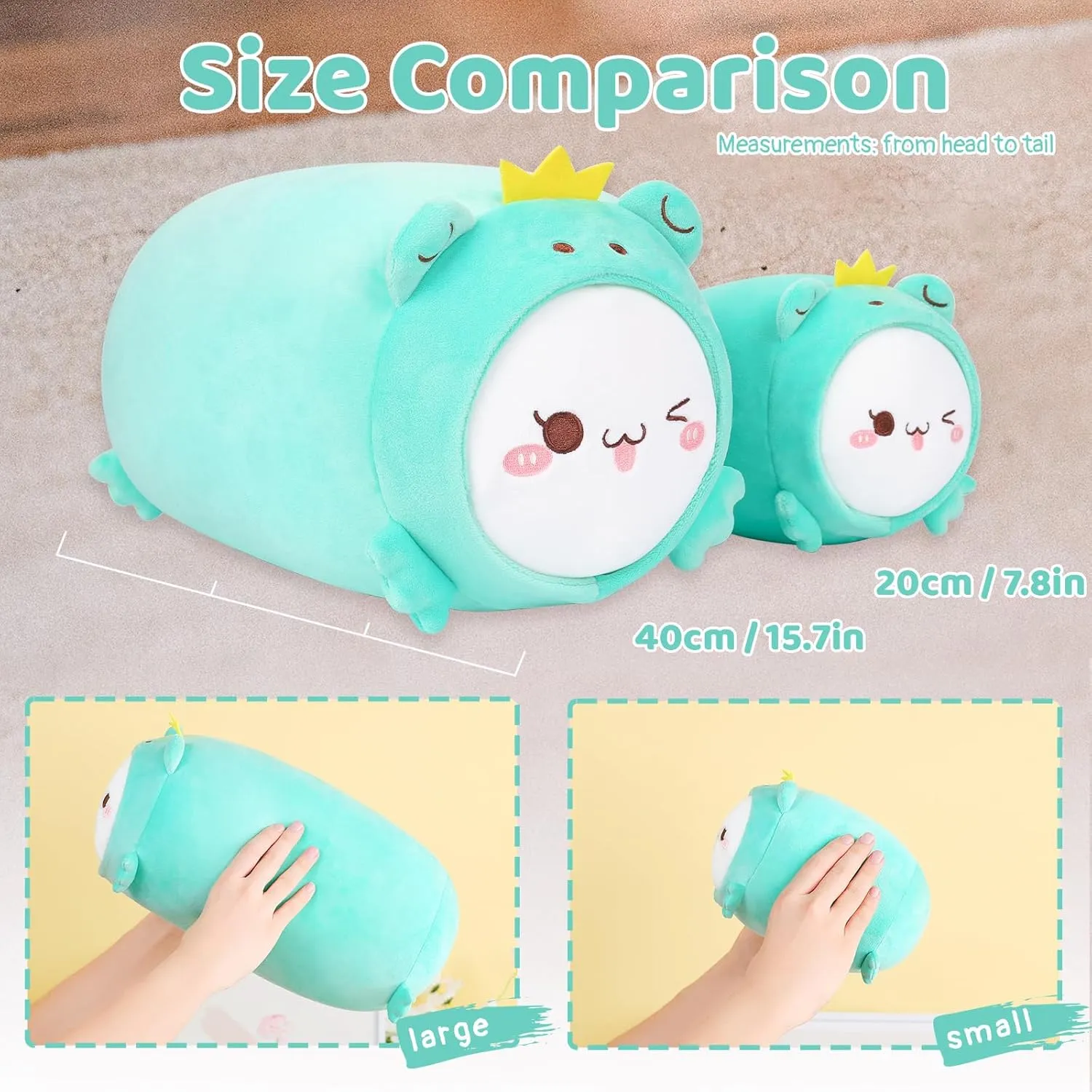 Toy Gifts for Kids AIXINI Cute Cat Frog Plush Pillow 15.7?? Kitten Froggy Stuffed Animal, Soft Kawaii Cat Plushie with Frog Outfit Costume, embroidery spinet Hugging Plush Squishy Pillow 