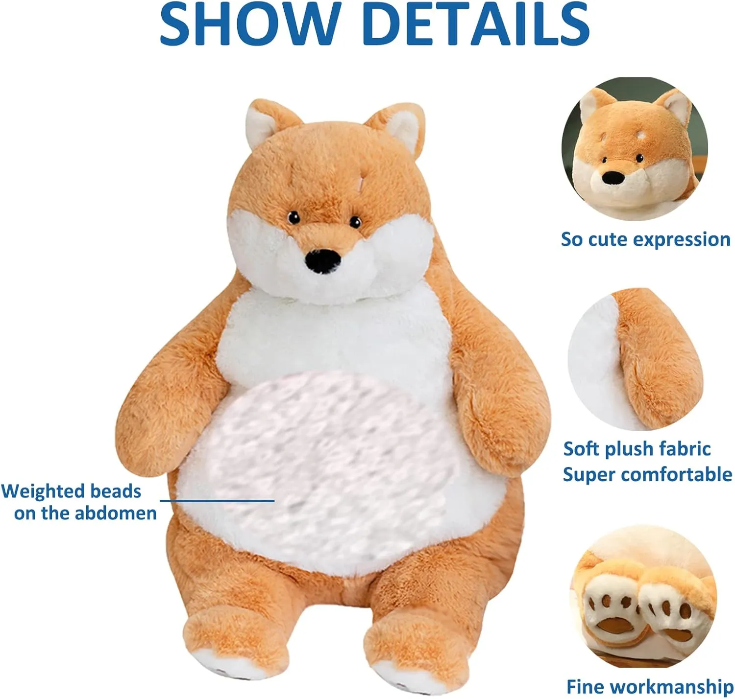 Toy Large Weighted Plush Animal Pillow Gifts for Boys and Girls Shiba Inu Weighted Stuffed Animals, 17" 3.5 lbs district Weighted Shiba Inu Dog Plush 