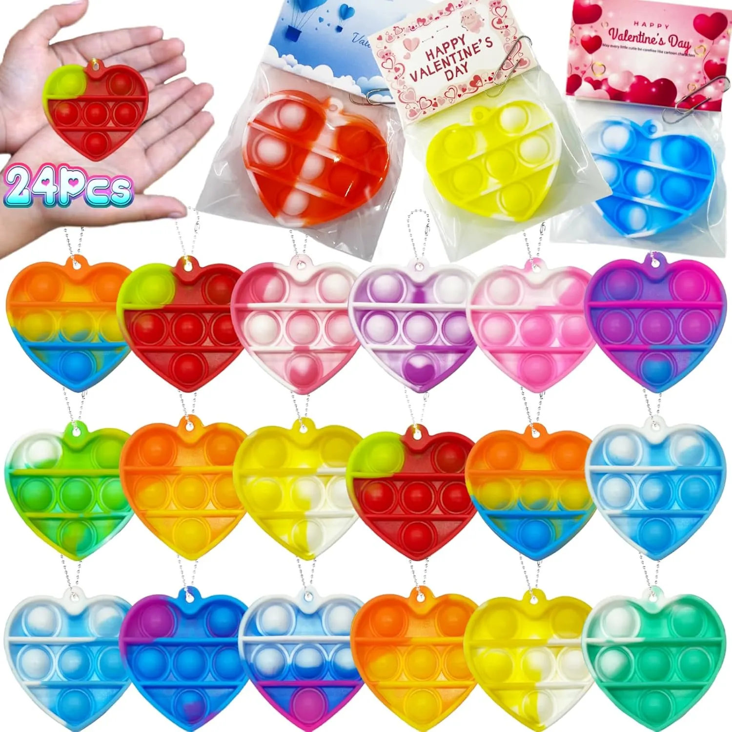 Toy reside Bulk for Party Favor, Classroom Student Prizes Easter Basket Goodie Bag Stuffers Christmas Valentine Gift for Kid 100pcs 2in Random Pop Bubble Fidget Sensory Toys, Pop 