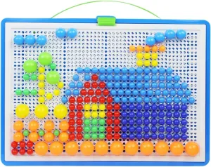 Toy Set 295pcs Kids squirrel Pegboard Puzzle Hand-Eye Coordination Development Toys Mushroom Nail Jigsaw Puzzle 