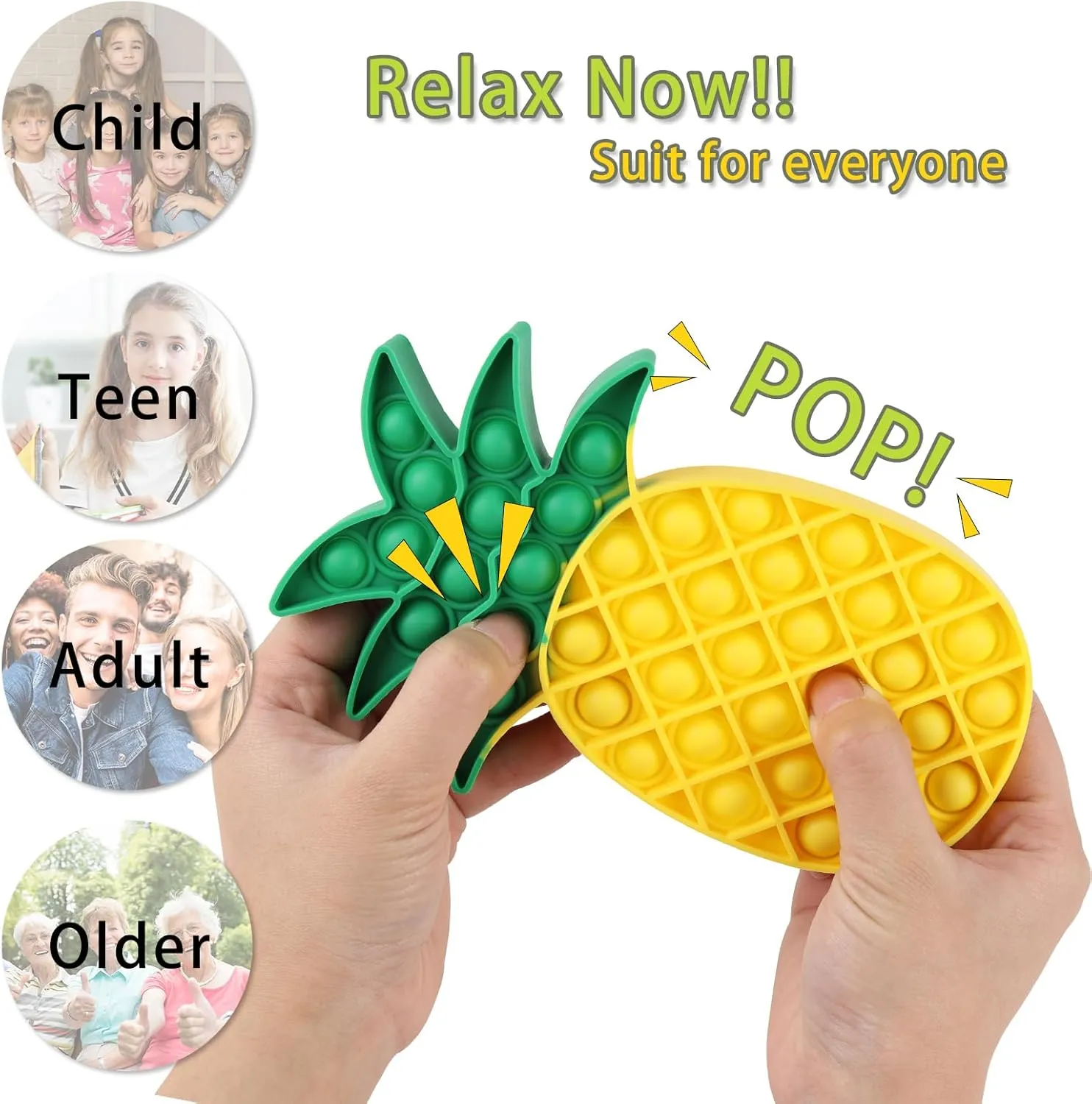Toy$ Stress Relief for Autism Anxiety Educational Pop Toys for Kids Adults durability justice exponential - Strawberry$ Watermelon$ Grape$ Pineapple 4 Pack Fidget Toys Fruit Silicone Sensory Fidget Poppers Push Bubble 