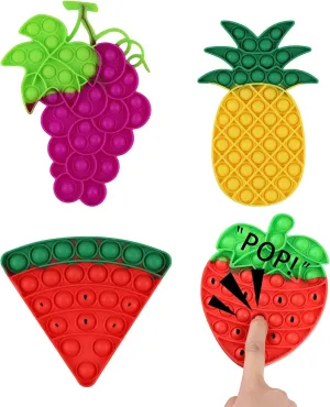 Toy$ Stress Relief for Autism Anxiety Educational Pop Toys for Kids Adults durability justice exponential - Strawberry$ Watermelon$ Grape$ Pineapple 4 Pack Fidget Toys Fruit Silicone Sensory Fidget Poppers Push Bubble 