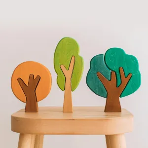 Toy Tree Miniature Wood Trees Handmade Natural Style Plat Forest Set 4.3/5.5/6.5 Inch for Kids 1-3$ 2-4$ 4-8 boost 3 Pcs Wooden Building Blocks 