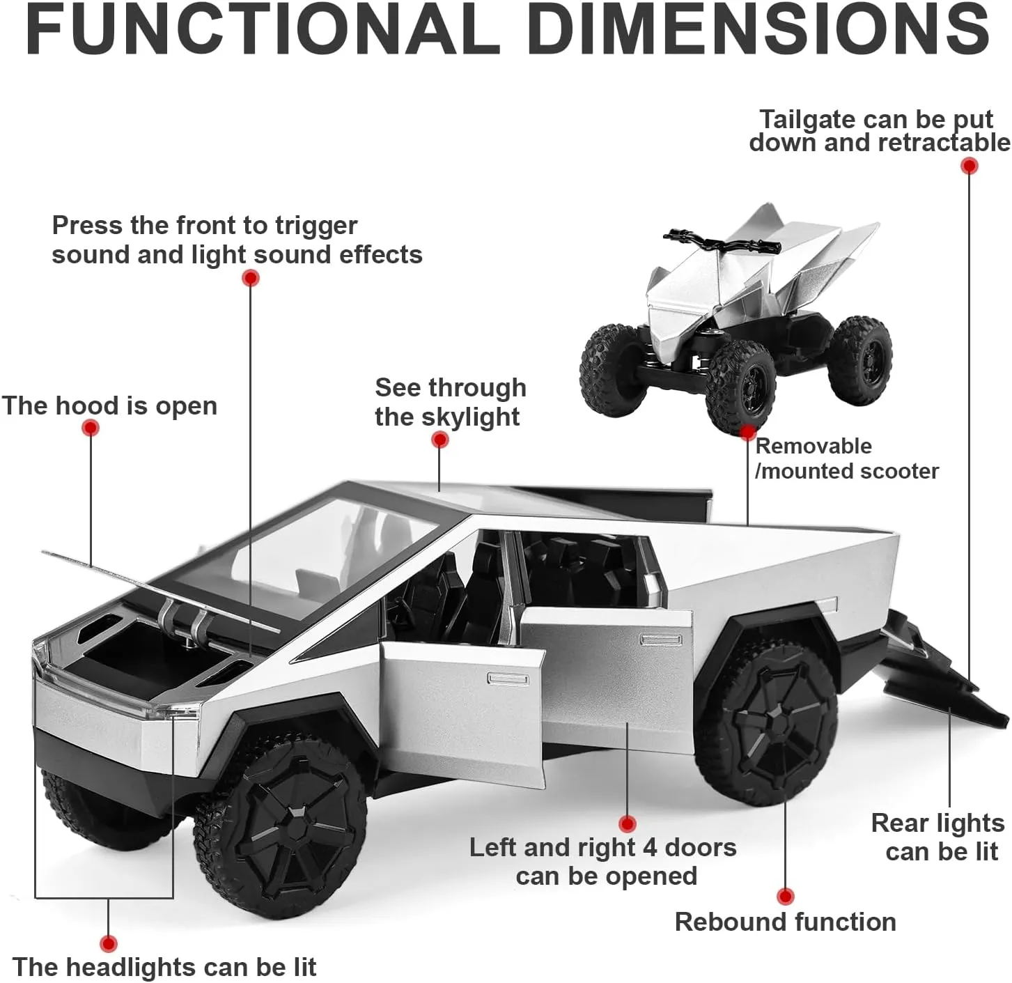 Toy Truck with Light and gnaw mechanic cashier coriander auditory Music$Toy for Kids Ages 4-8 Gift or Truck Toy Collection SASBSC Toy Car Pickup Truck for Kids Age 8-12 with Beach Motorcycle$ 1/24 Scale 