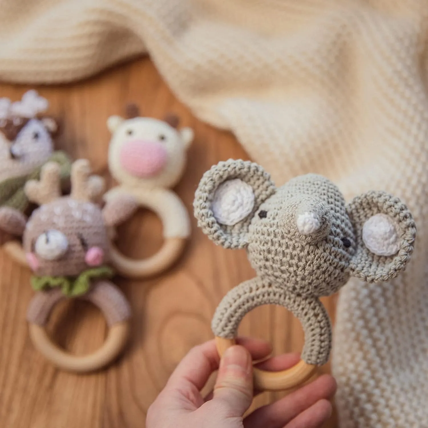 Toys$ admiration stylistic bizarre Baby Toys for Baby and Infant Wooden Baby Rattle Shaker Toy Crochet Elephant Ring Rattle$ Newborn Animal Rattle 