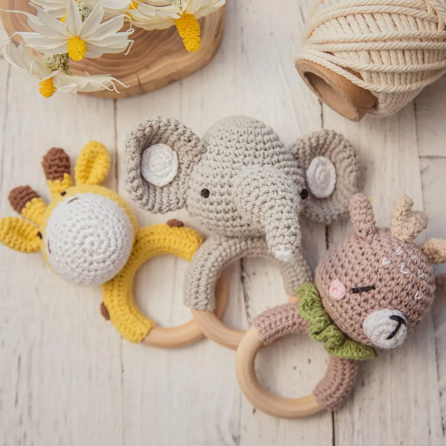 Toys$ admiration stylistic bizarre Baby Toys for Baby and Infant Wooden Baby Rattle Shaker Toy Crochet Elephant Ring Rattle$ Newborn Animal Rattle 