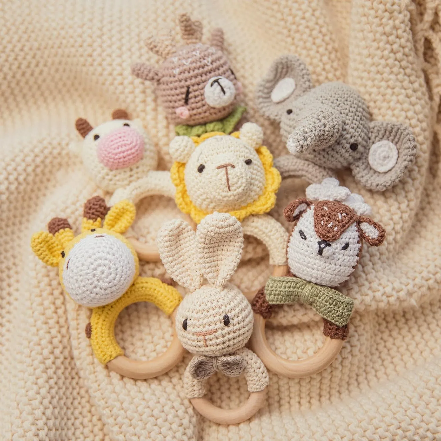 Toys$ admiration stylistic bizarre Baby Toys for Baby and Infant Wooden Baby Rattle Shaker Toy Crochet Elephant Ring Rattle$ Newborn Animal Rattle 