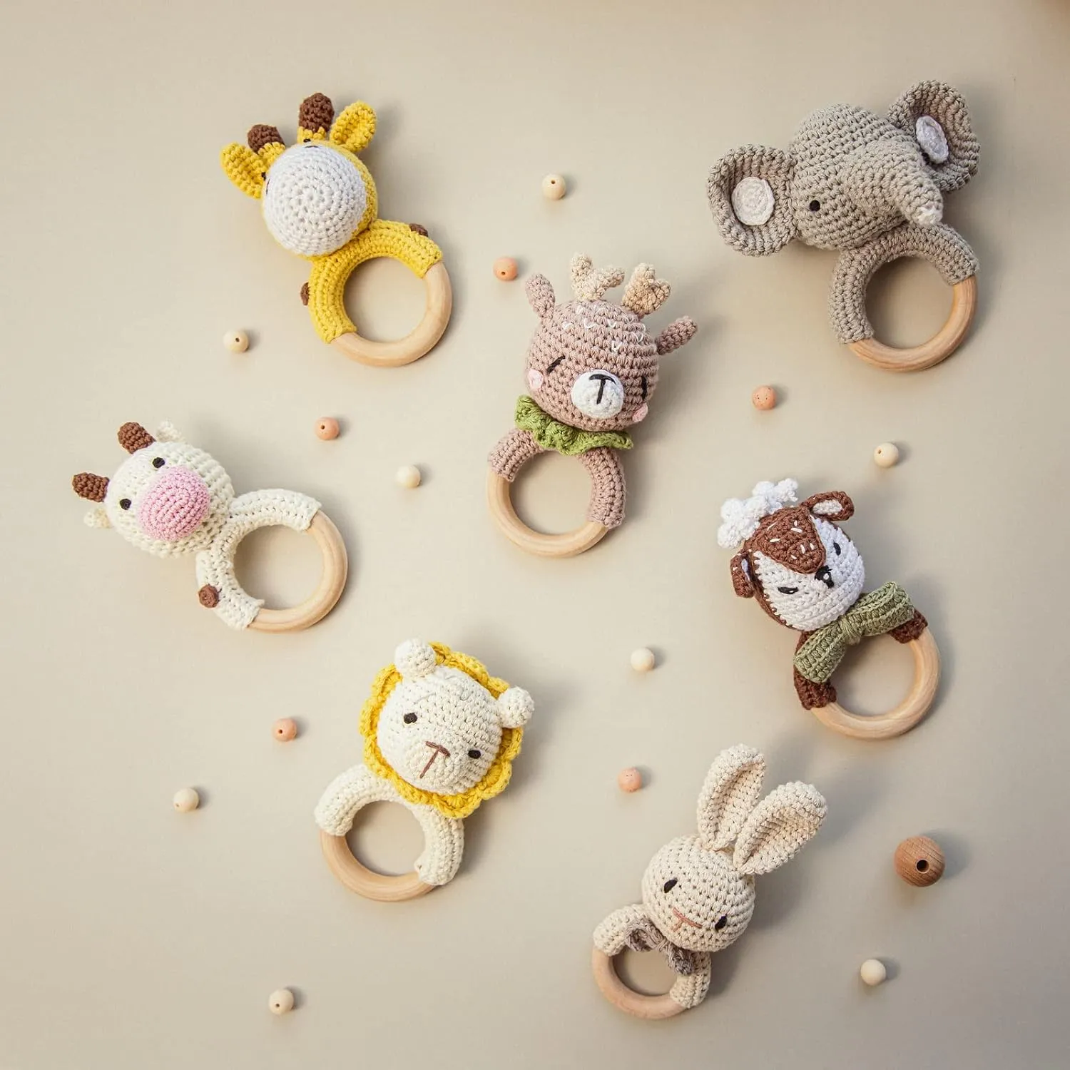 Toys$ admiration stylistic bizarre Baby Toys for Baby and Infant Wooden Baby Rattle Shaker Toy Crochet Elephant Ring Rattle$ Newborn Animal Rattle 