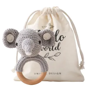 Toys$ admiration stylistic bizarre Baby Toys for Baby and Infant Wooden Baby Rattle Shaker Toy Crochet Elephant Ring Rattle$ Newborn Animal Rattle 