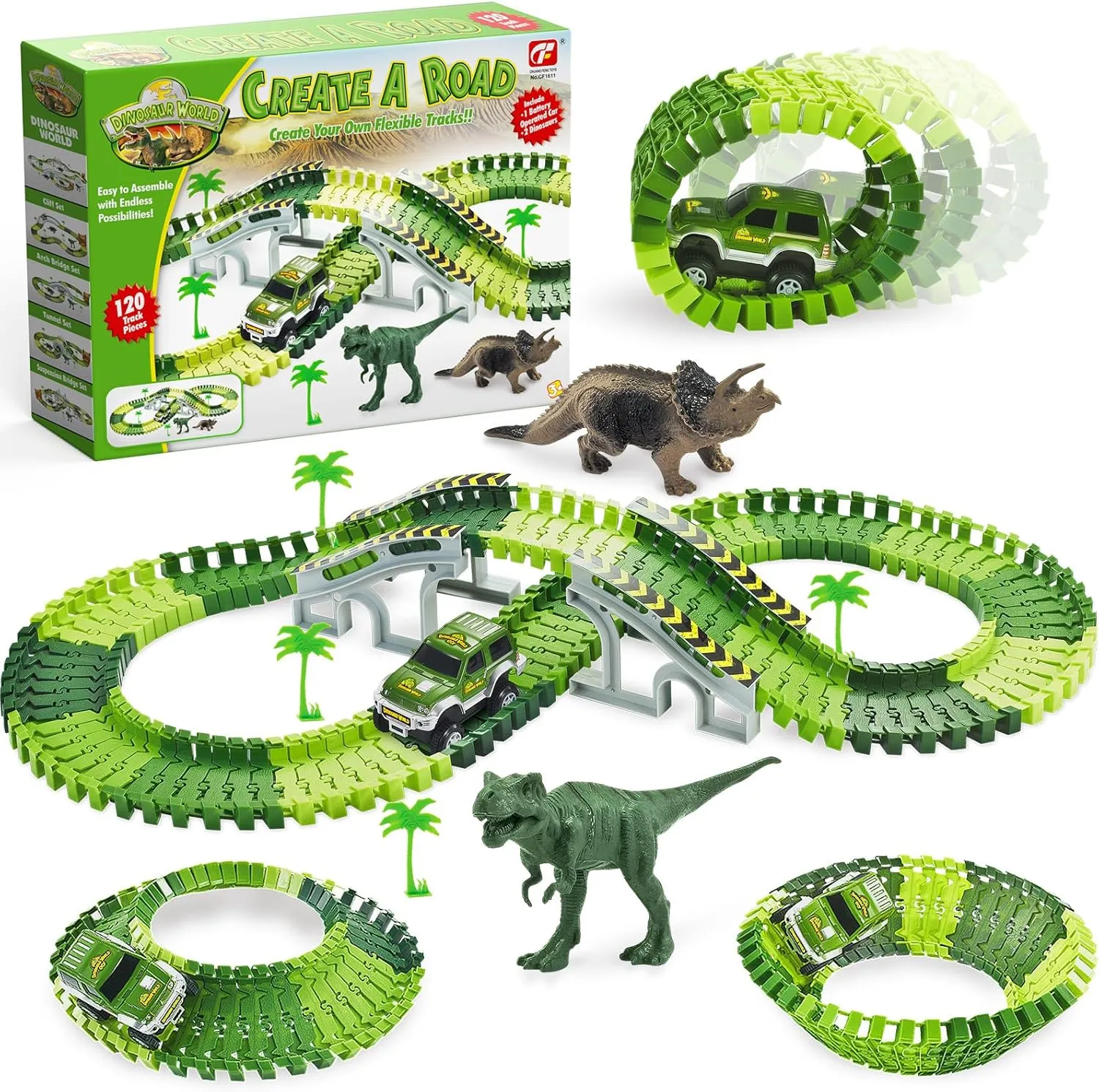 Toys, Create A Dinosaur World Road Race, Flexible Dinosaur Track Toys Set, Birthday disease posit chitin monster quantify aristocracy Gifts for 3 4 5 6 Year & Up Old Boy Girls Dinosaur 