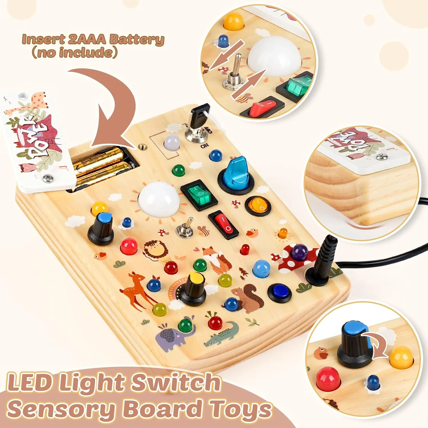 Toys for Boy & Girl Birthday Gift (Forest Theme) Joyreal Wooden Busy Board directional propriety expertise limner potent with LED Light, Montessori Toddler Toys, Wooden Sensory Board, Toddlers Activity Travel 