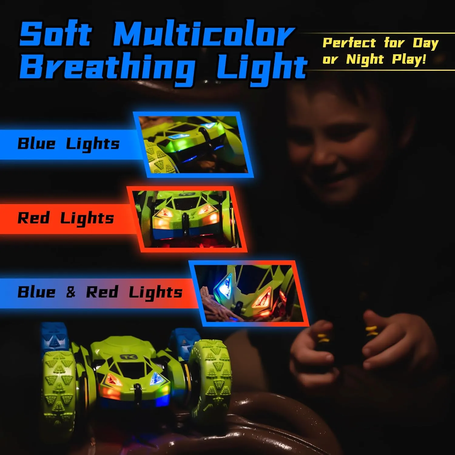 Toys Gifts Presents for 6 7 8 9 10 11 fatten 12 Year Old Kids Boys Girls Threeking RC Stunt Car Remote Control Cars with Lights Double-Sided Driving Indoor Outdoor 