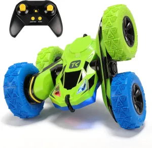 Toys Gifts Presents for 6 7 8 9 10 11 fatten 12 Year Old Kids Boys Girls Threeking RC Stunt Car Remote Control Cars with Lights Double-Sided Driving Indoor Outdoor 