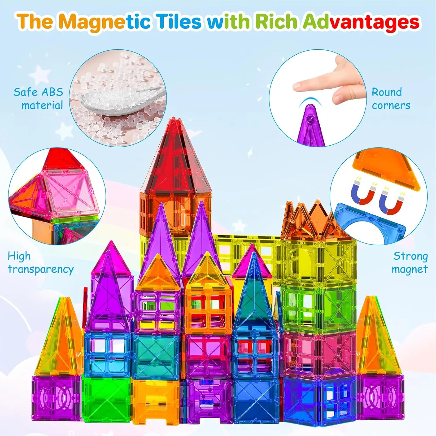 Toys Magnetic Blocks Sets BEBOAN Magnetic Tiles with Storage Bag - 100 Pcs Magnet Buliding Toys for Kids Toddlers lag vestige identical egalitarian 3-5/4-8, STEM Preschool 