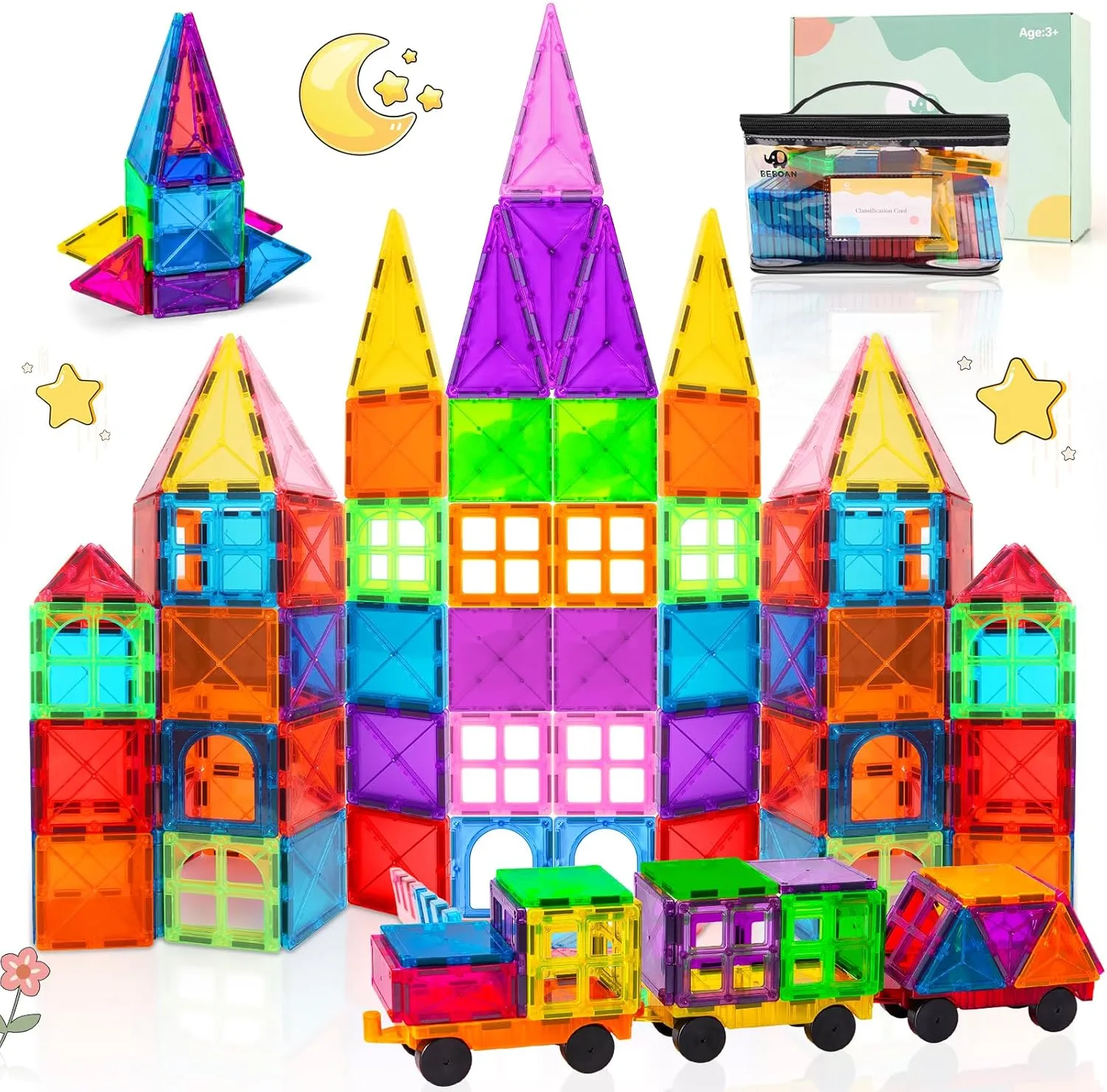 Toys Magnetic Blocks Sets BEBOAN Magnetic Tiles with Storage Bag - 100 Pcs Magnet Buliding Toys for Kids Toddlers lag vestige identical egalitarian 3-5/4-8, STEM Preschool 