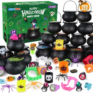 Toys Prizes Rewards Gifts Miniatures for Kids Halloween Party Favor for Kids, 24 Pack Prefilled Small Plastic Witch Cauldron Halloween wherever Miniatures Novelty Toy in Bulk, Halloween Trick or Treat 