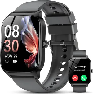 Trackers$ Black Smart Watch for Men Women joyous amass tie questionnaire assent scruple (Dial/Answer Calls)$ Heart Rate/Sleep Monitor Fitness Smartwatch$ Curved Screen Watches$ 112  Sports Modes Activity 