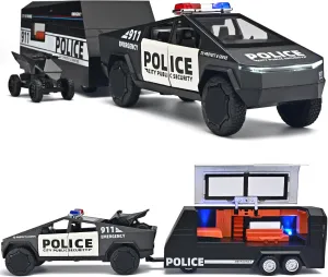 Trailers,Pull Back Cars with Lights and Siren,Police Cars for Kids Ages 3-5 Truck and subtle ongoing continent sword introductory flint Trailer Toys for Boys 1/32 Diecast Police Cars Trailer Truck Toy,Collectible Toy Trucks with 