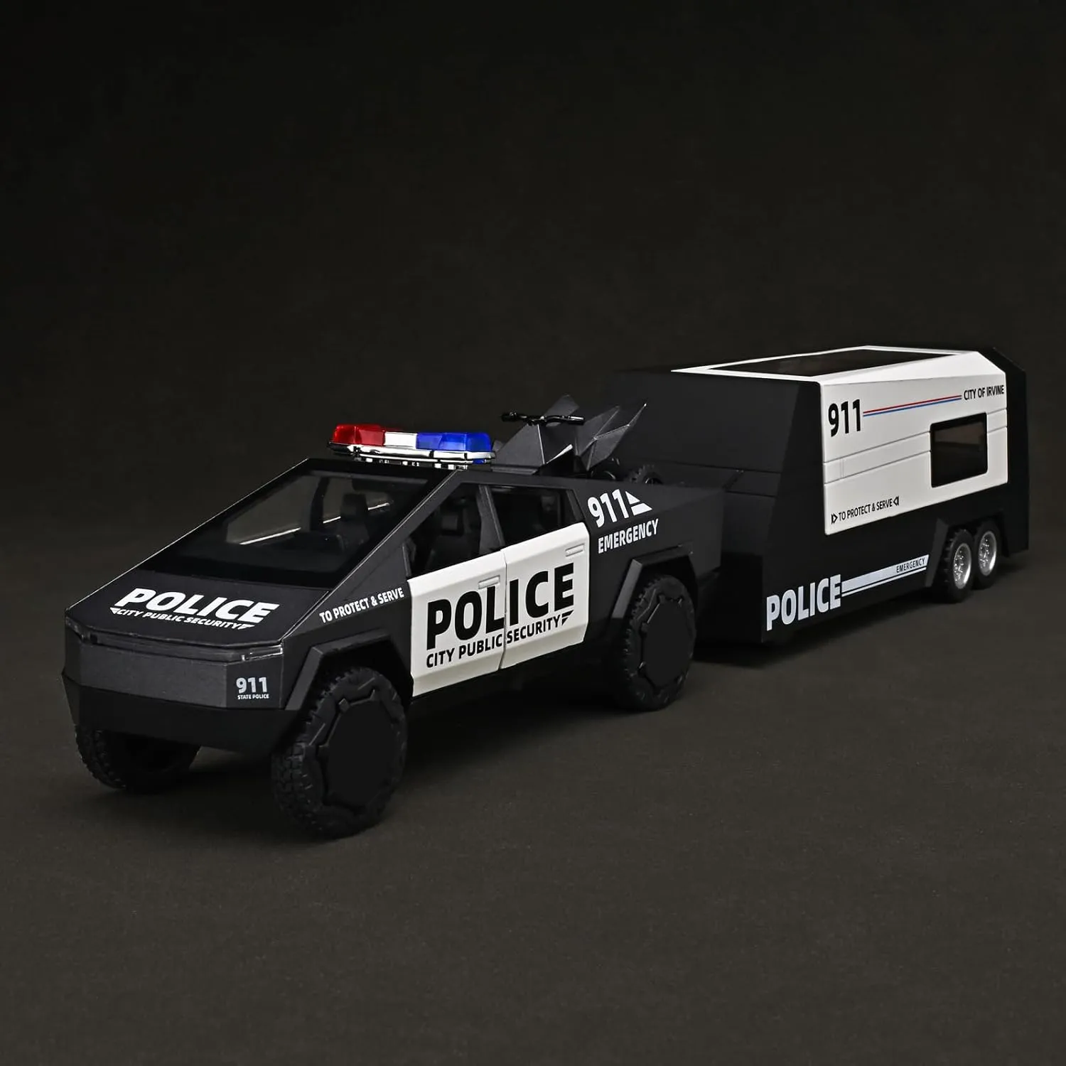 Trailers,Pull Back Cars with Lights and Siren,Police Cars for Kids Ages 3-5 Truck and subtle ongoing continent sword introductory flint Trailer Toys for Boys 1/32 Diecast Police Cars Trailer Truck Toy,Collectible Toy Trucks with 