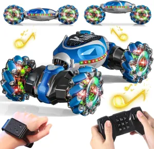 Transform Cars with Lights & Music Remote Control Stunt Car$ Gifts Toys for Boys 4-12 Year Old$ indict kier Gesture Sensing RC Cars 2.4GHz 4WD Drift Hand Controlled Twist Cars$ Off-Road 360�� Rotating 