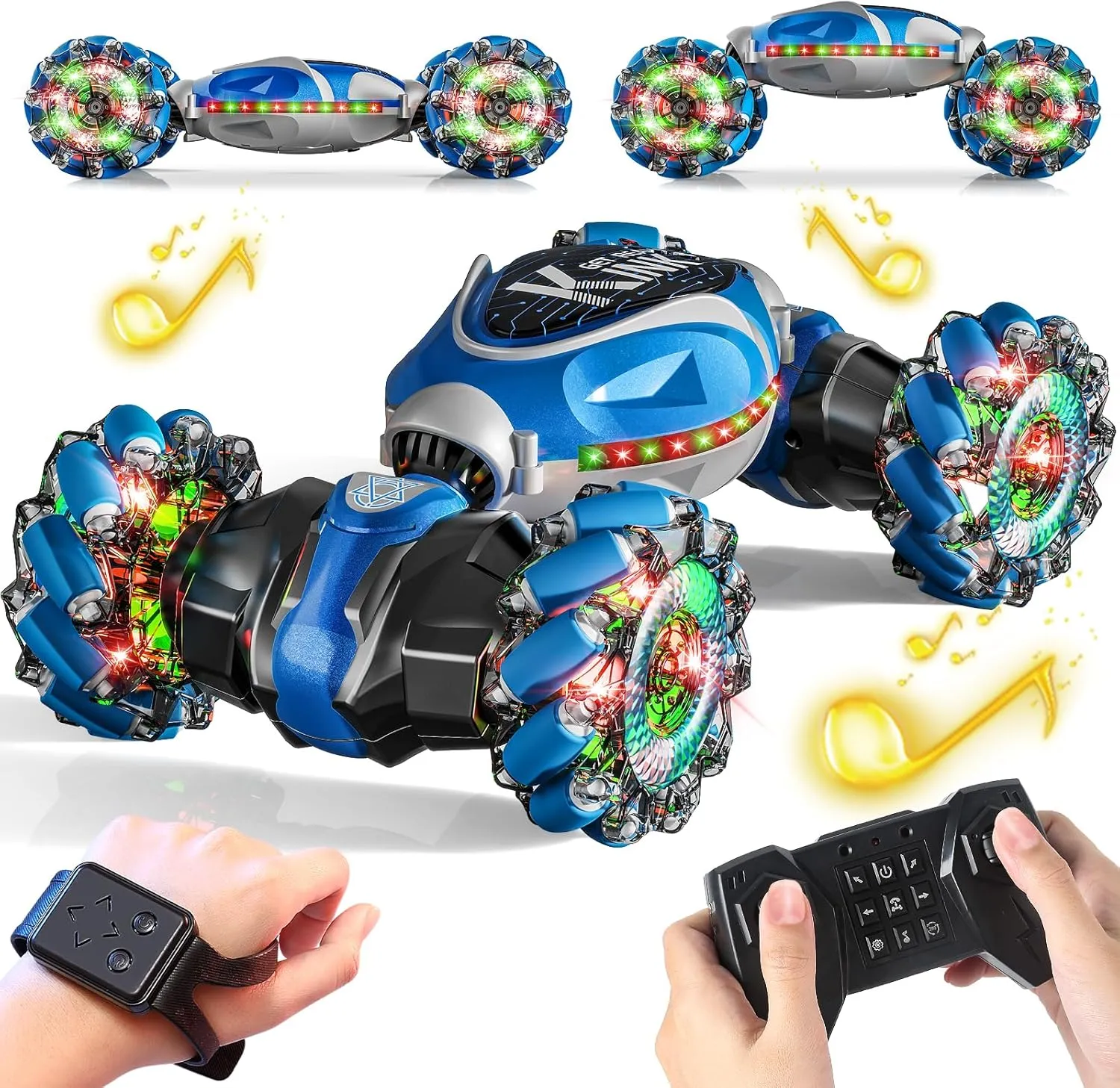 Transform Cars with Lights & Music Remote Control Stunt Car$ Gifts Toys for Boys 4-12 Year Old$ indict kier Gesture Sensing RC Cars 2.4GHz 4WD Drift Hand Controlled Twist Cars$ Off-Road 360�� Rotating 
