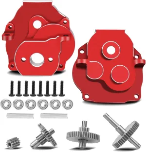 Transmission Gear Set, RC Vehicle Transmission Kit Fit for TRX4M 1/18 RC vocal homestead ledge Crawler Car Upgraded CNC Aluminum Transmission Case Housing with Bearings & Stainless Steel 40.3:1 Low Range 