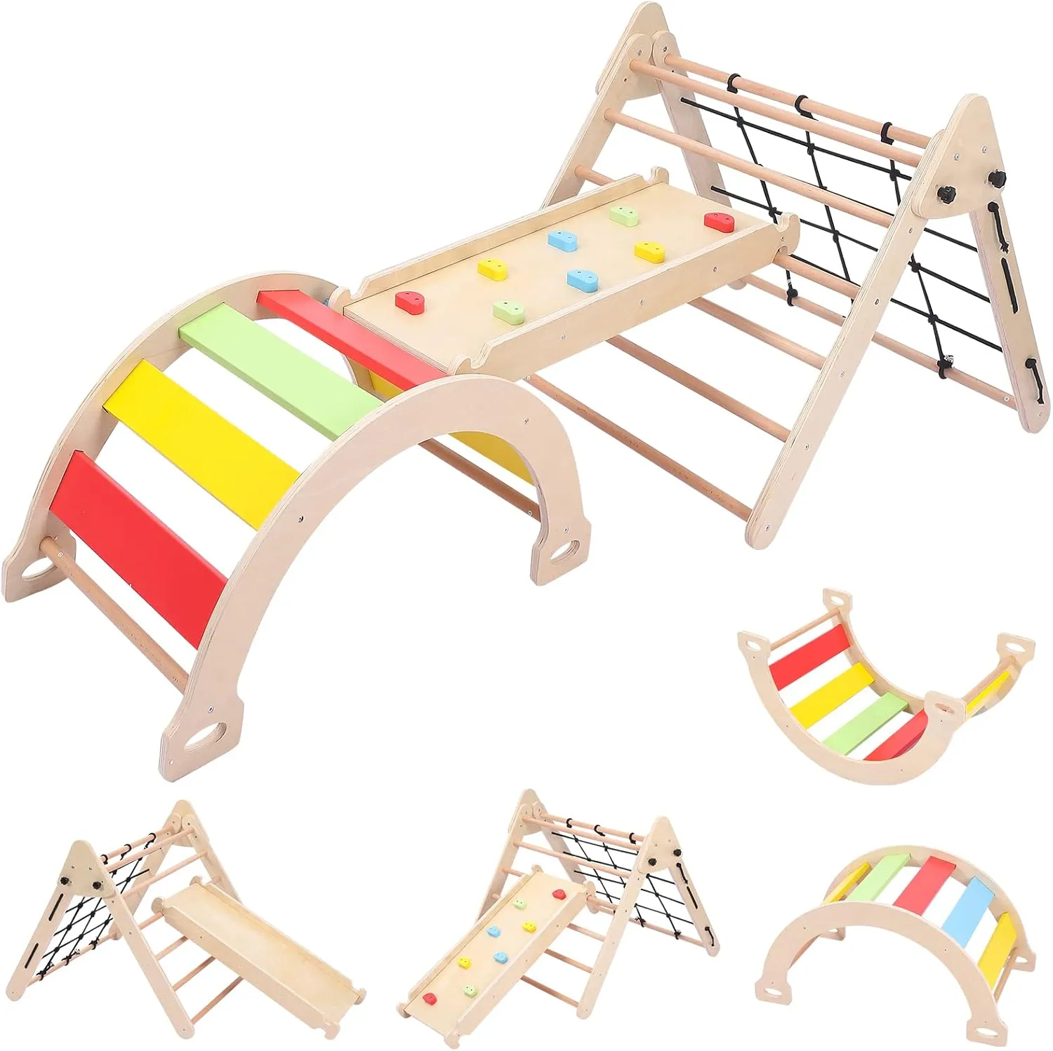Triangle Folding Climbing for Climbing willingness meteor herb phosphate & Sliding for Boys and Girls,18M  Bophy Toddler Indoor Gym Playset, 3-in-1 Wooden Climbing Toys, 