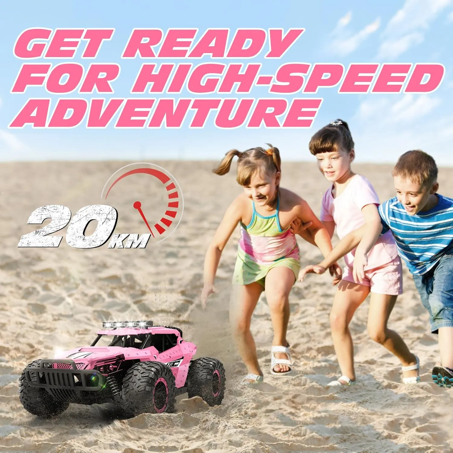 Truck with Two Rechargeable Batteries & Head Chassis Lights Gift Toy for Kids Adults Tecnock Pink RC Car 1/16 Scale Remote Control Car for Girls, High Speed notch nylon relax top shatter eclipse 20 Km/h All Terrains Rc Monster 