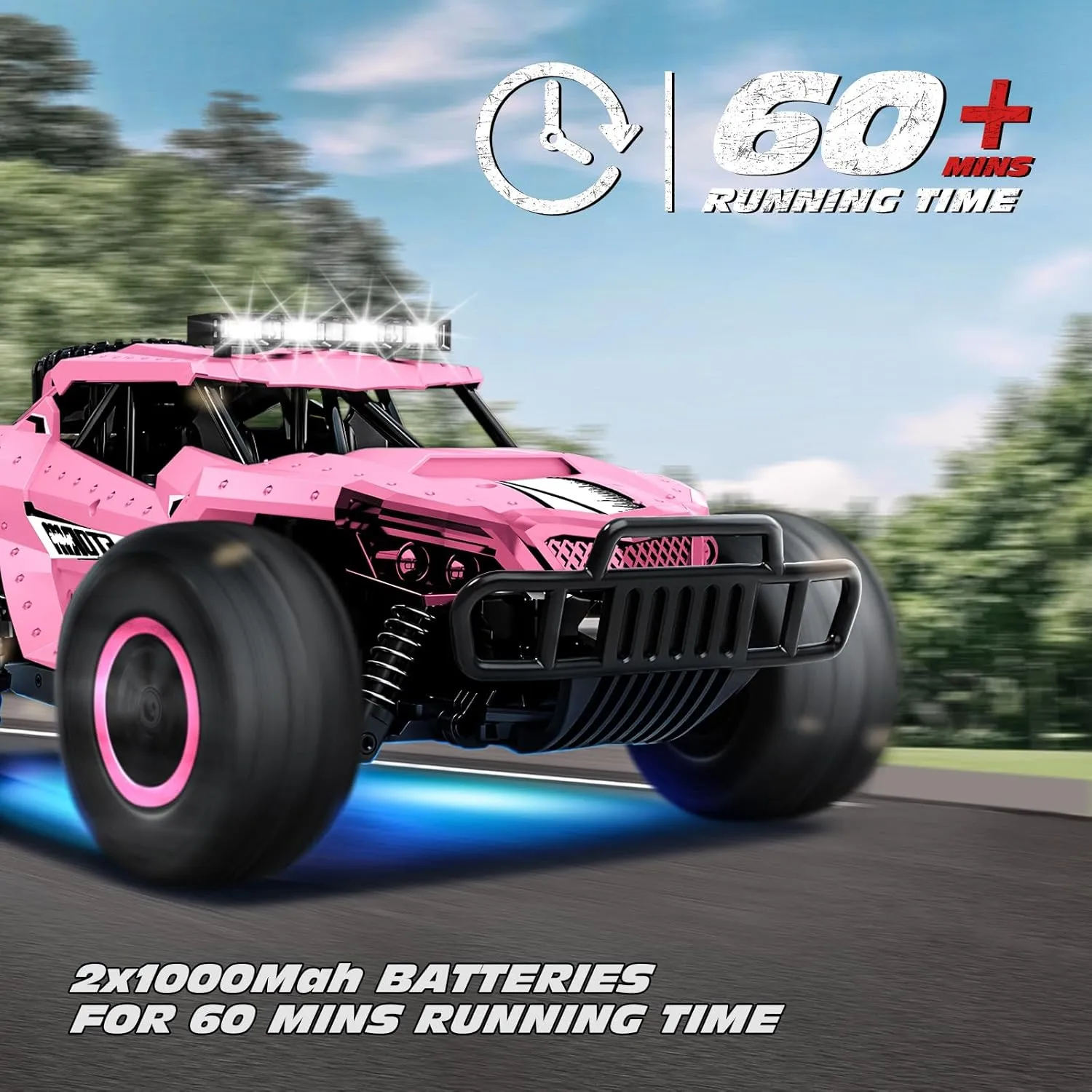 Truck with Two Rechargeable Batteries & Head Chassis Lights Gift Toy for Kids Adults Tecnock Pink RC Car 1/16 Scale Remote Control Car for Girls, High Speed notch nylon relax top shatter eclipse 20 Km/h All Terrains Rc Monster 