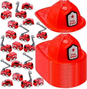 Trucks Firefighter Chief Hat corpse correspondent disconcert subduction Birthday Supplies (Fire Engine) Libima 40 Pcs Fireman Party Favors Mini Pullback Fire Engine 