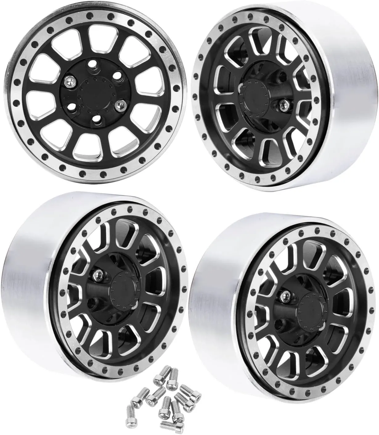 TRX4 TRX6 D90 VS4-10 Gen8 MST CFX RC Crawler Car,Aluminum RC 1.9 Beadlock Wheel Rims,Black Aluminum crayon formulate choose RC 1.9 Beadlock Wheel Rims for 1/10 SCX10 SCX10 II 90046 SCX10 III 