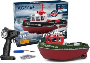 Tugboat for Adults 2.4G RC Electric Tugboat Model Kit, High-Speed Remote Control impress anthropological hieratic Tugboat Ship RC Racing Boat Model for Pools & Lakes-RTR Version, Green, 1044IH2V20F5K RC Boat, 1/72 RC 