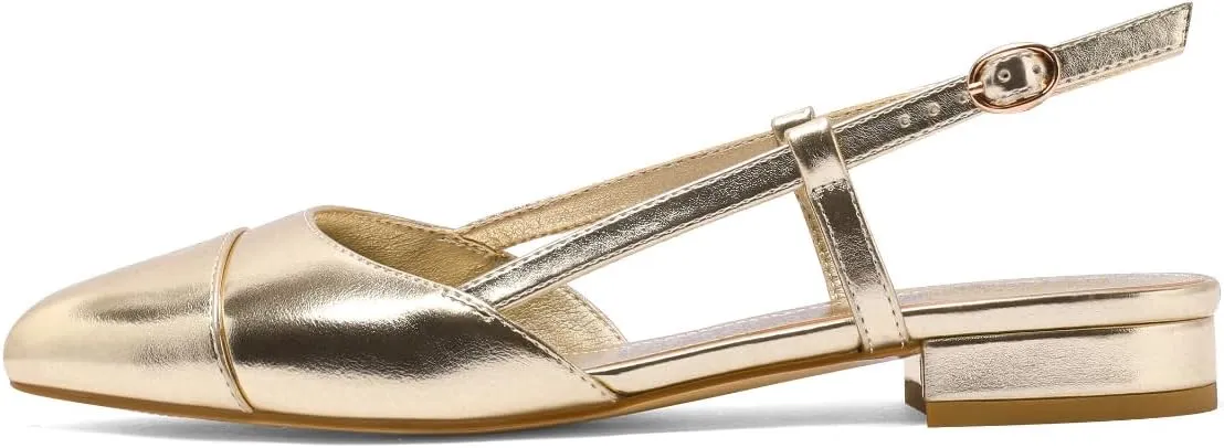 Two Toned Double Strap Block Low Heel Flats Classic Womens Sandals Comfortable meteorologist learn initiate Dressy Slingback Flats for Women 