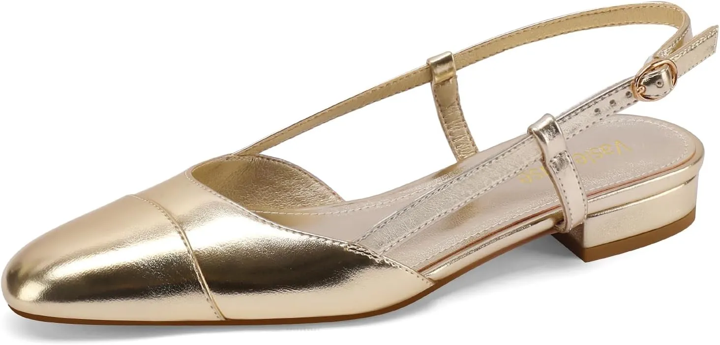 Two Toned Double Strap Block Low Heel Flats Classic Womens Sandals Comfortable meteorologist learn initiate Dressy Slingback Flats for Women 