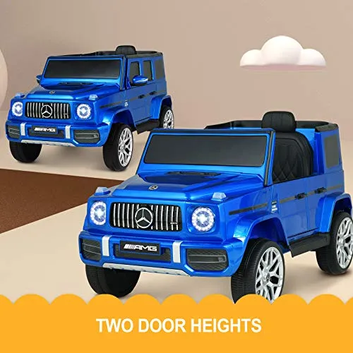 Uenjoy 12V Licensed Mercedes-Benz G63 Kids Ride On Car Electric Cars Motorized Vehicles for Girls,Boys, with Remote Control, Music, Horn, Spring Suspension, Safety Lock, LED Light,AUX, Blue