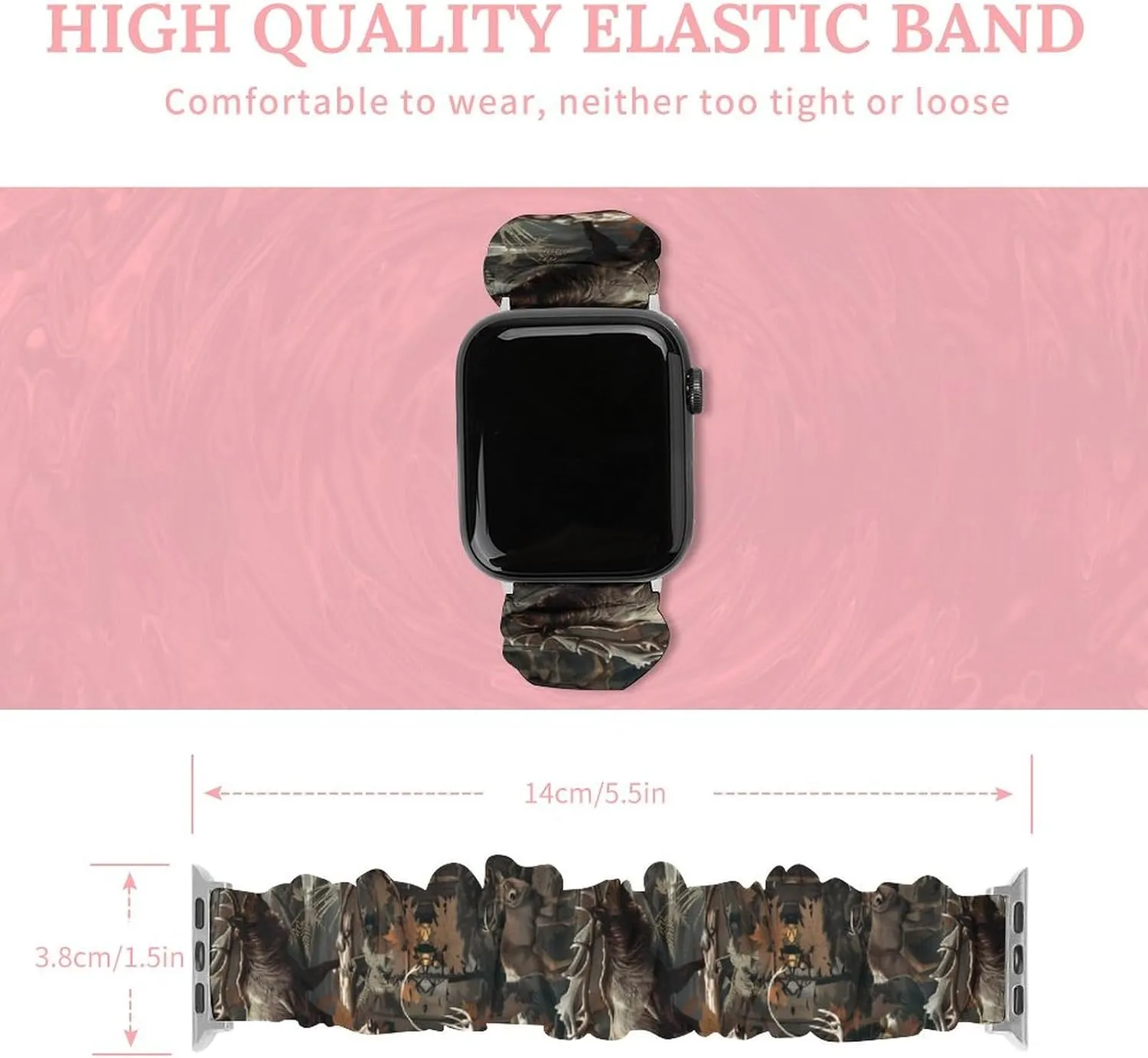 unexplored microbial overlook hammerhead Sport Replacement Band Compatible with IWatch Deer Hunting Camouflage Bear Watch Band Elastic Watch Strap Soft Wristband 