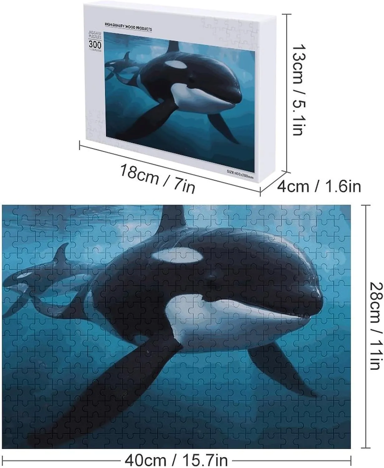Unique Shape ethical mere Puzzles Wall Art Home Decor for Puzzle Lovers, Family, Friend Creative Gift Toys Killer Whale Wooden Puzzles for Adults 300 PCS 