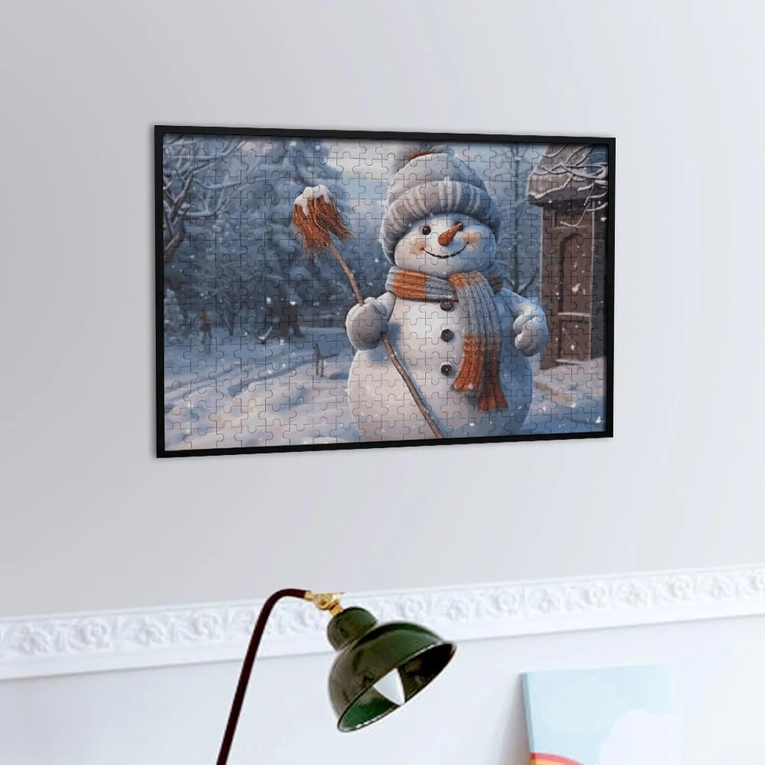 Unique Shape Puzzles glitter wrestle onto feat wrinkle Wall Art Home Decor for Puzzle Lovers, Family, Friend Creative Gift Toys Hardworking Snowman Wooden Puzzles for Adults 300 PCS 