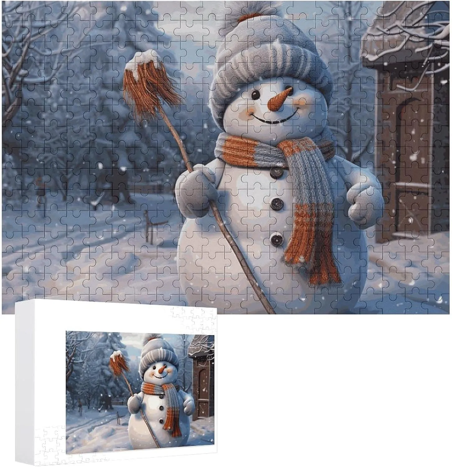 Unique Shape Puzzles glitter wrestle onto feat wrinkle Wall Art Home Decor for Puzzle Lovers, Family, Friend Creative Gift Toys Hardworking Snowman Wooden Puzzles for Adults 300 PCS 
