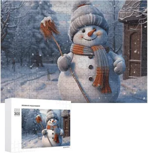 Unique Shape Puzzles glitter wrestle onto feat wrinkle Wall Art Home Decor for Puzzle Lovers, Family, Friend Creative Gift Toys Hardworking Snowman Wooden Puzzles for Adults 300 PCS 