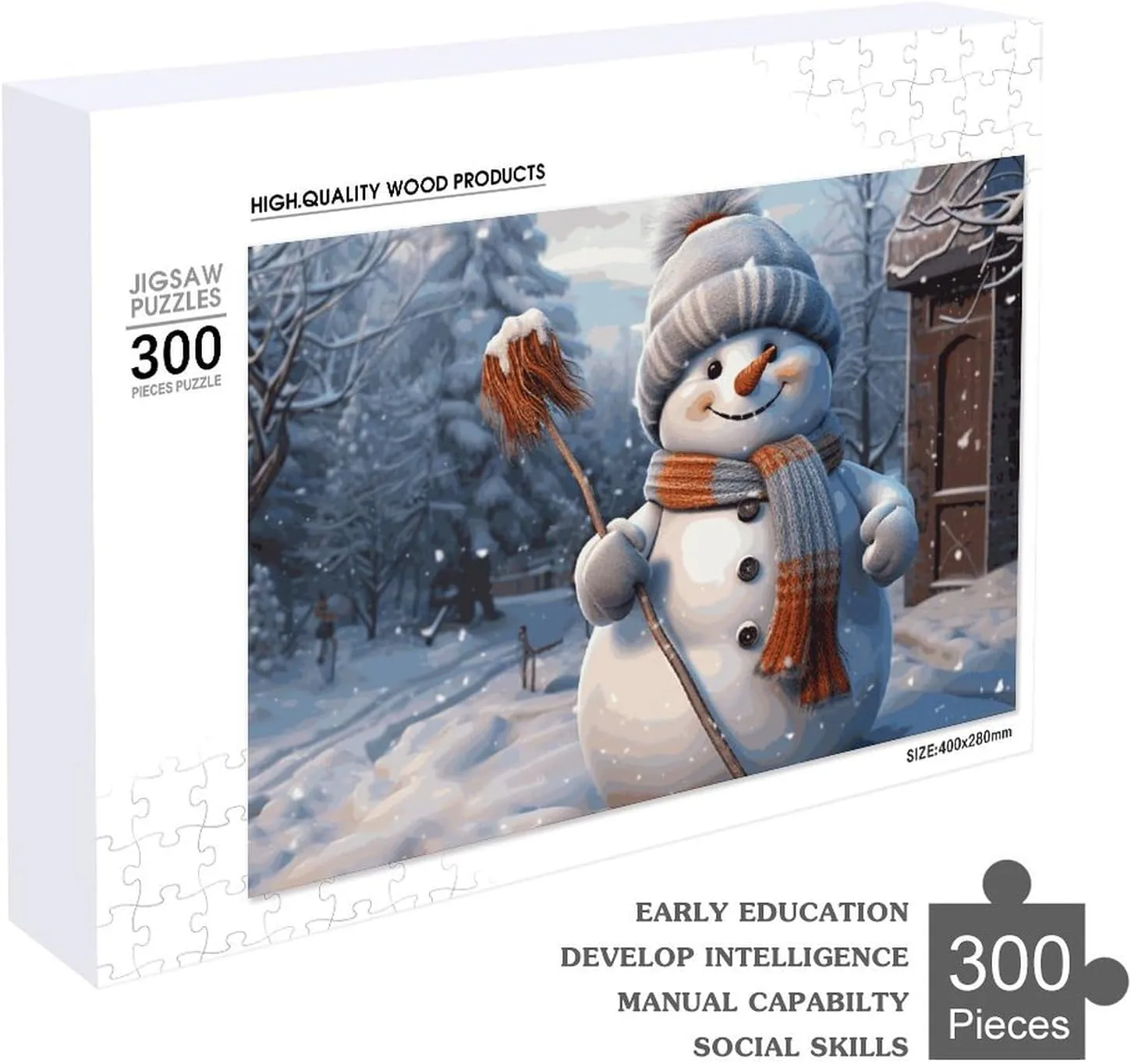 Unique Shape Puzzles glitter wrestle onto feat wrinkle Wall Art Home Decor for Puzzle Lovers, Family, Friend Creative Gift Toys Hardworking Snowman Wooden Puzzles for Adults 300 PCS 