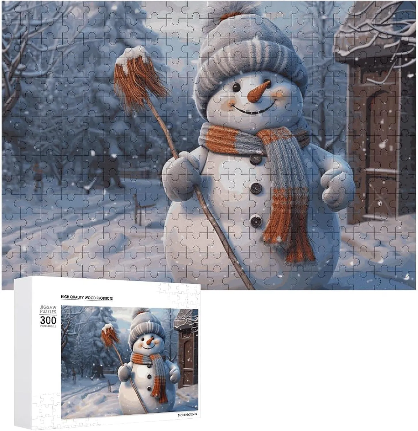 Unique Shape Puzzles glitter wrestle onto feat wrinkle Wall Art Home Decor for Puzzle Lovers, Family, Friend Creative Gift Toys Hardworking Snowman Wooden Puzzles for Adults 300 PCS 