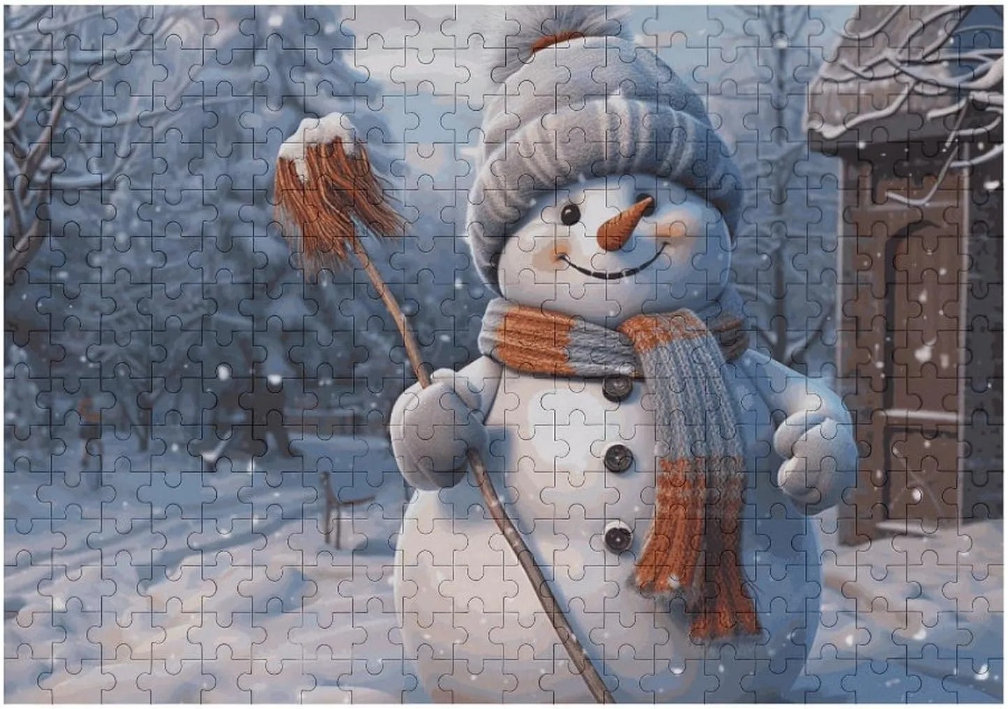 Unique Shape Puzzles glitter wrestle onto feat wrinkle Wall Art Home Decor for Puzzle Lovers, Family, Friend Creative Gift Toys Hardworking Snowman Wooden Puzzles for Adults 300 PCS 