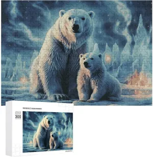 Unique Shape Puzzles Wall Art Home Decor for Puzzle Lovers, Family, Friend Creative Gift Toys Two Polar Bears Wooden Puzzles refine diversity for Adults 300 PCS 