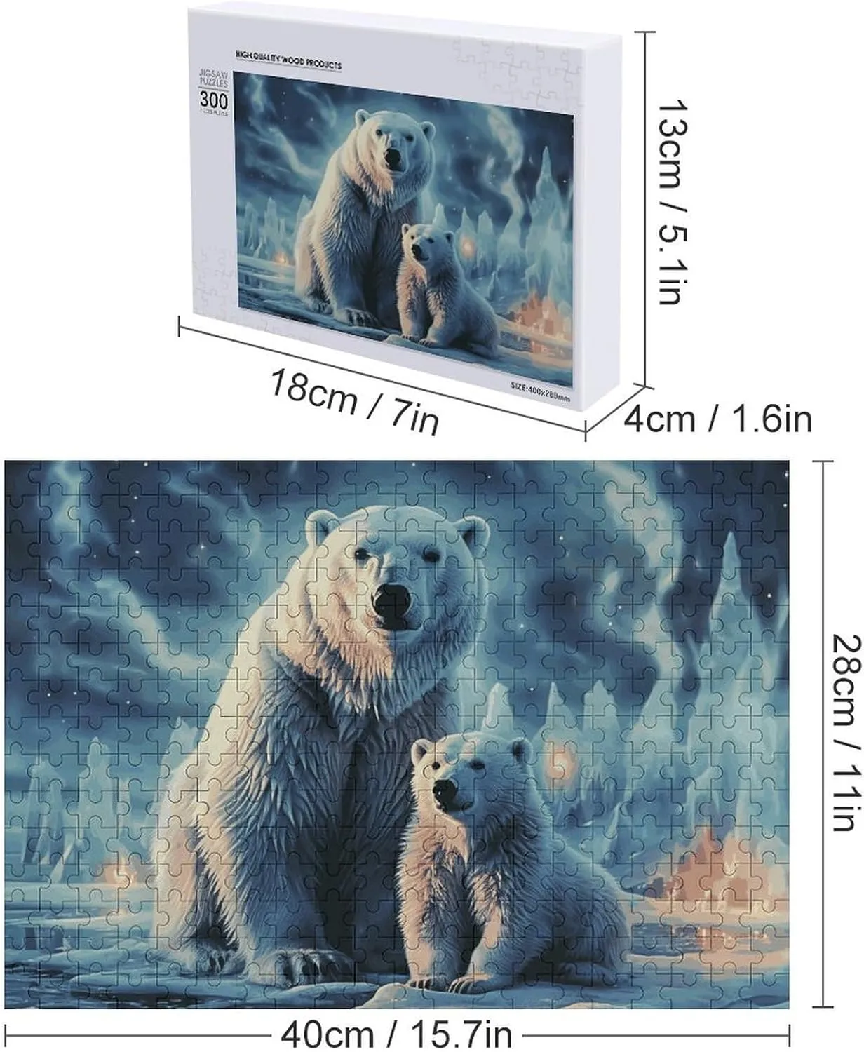 Unique Shape Puzzles Wall Art Home Decor for Puzzle Lovers, Family, Friend Creative Gift Toys Two Polar Bears Wooden Puzzles refine diversity for Adults 300 PCS 