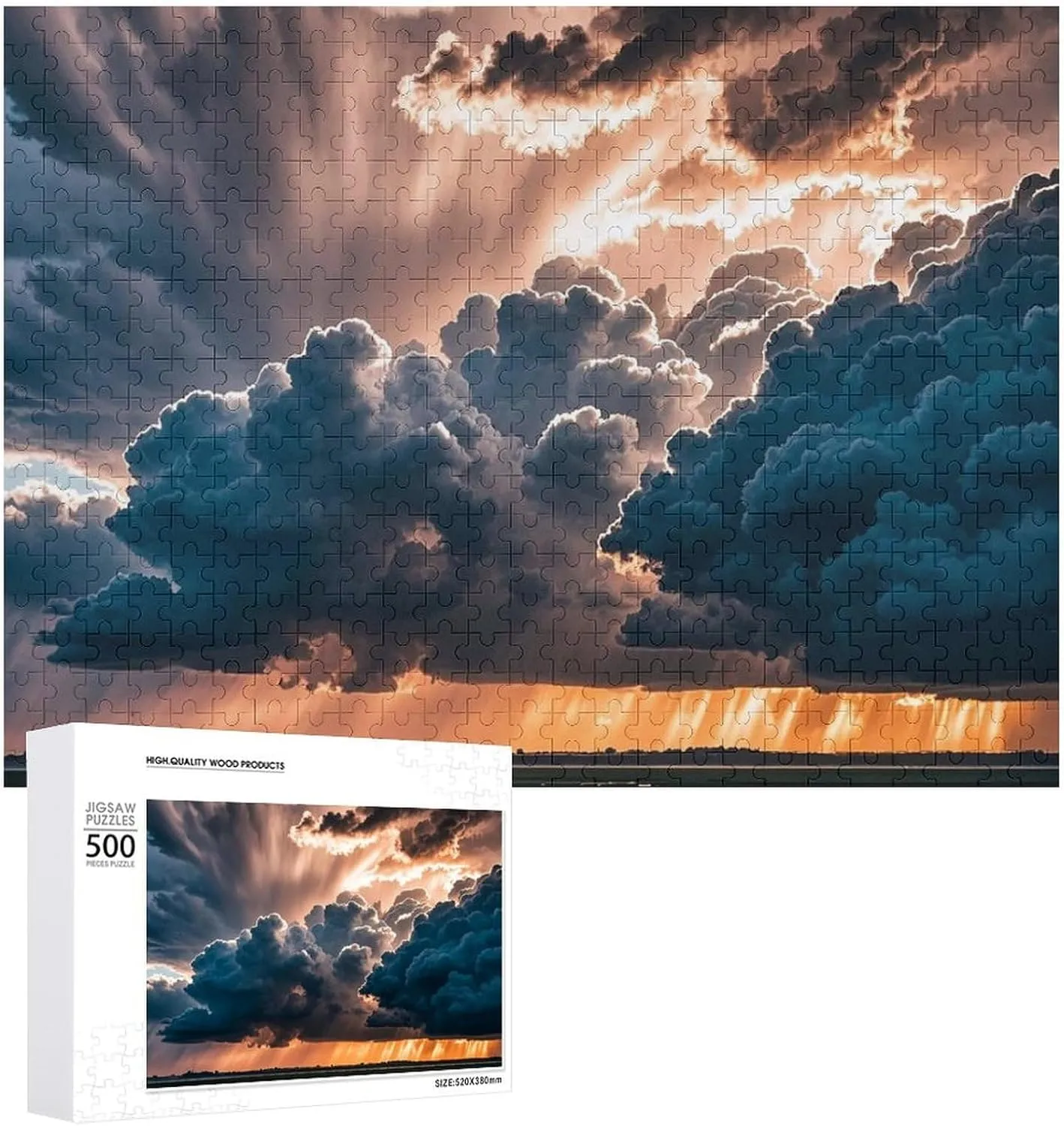 Unique Shape Puzzles Wall Art Home Decor for Puzzle Lovers, Family, Friend Creative hawk gesso Gift Toys Magnificent Rainstorm Cloud Wooden Puzzles for Adults 500 PCS 