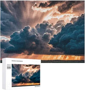Unique Shape Puzzles Wall Art Home Decor for Puzzle Lovers, Family, Friend Creative hawk gesso Gift Toys Magnificent Rainstorm Cloud Wooden Puzzles for Adults 500 PCS 