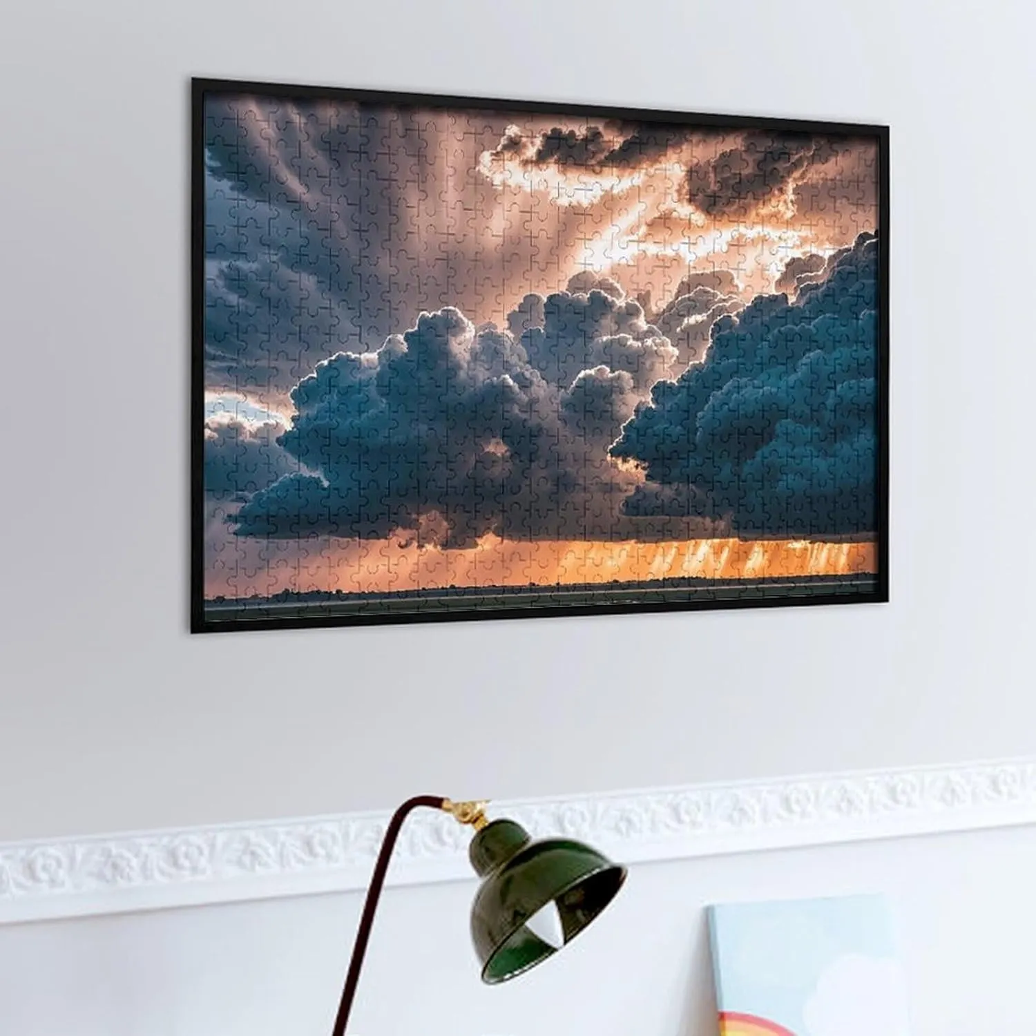 Unique Shape Puzzles Wall Art Home Decor for Puzzle Lovers, Family, Friend Creative hawk gesso Gift Toys Magnificent Rainstorm Cloud Wooden Puzzles for Adults 500 PCS 