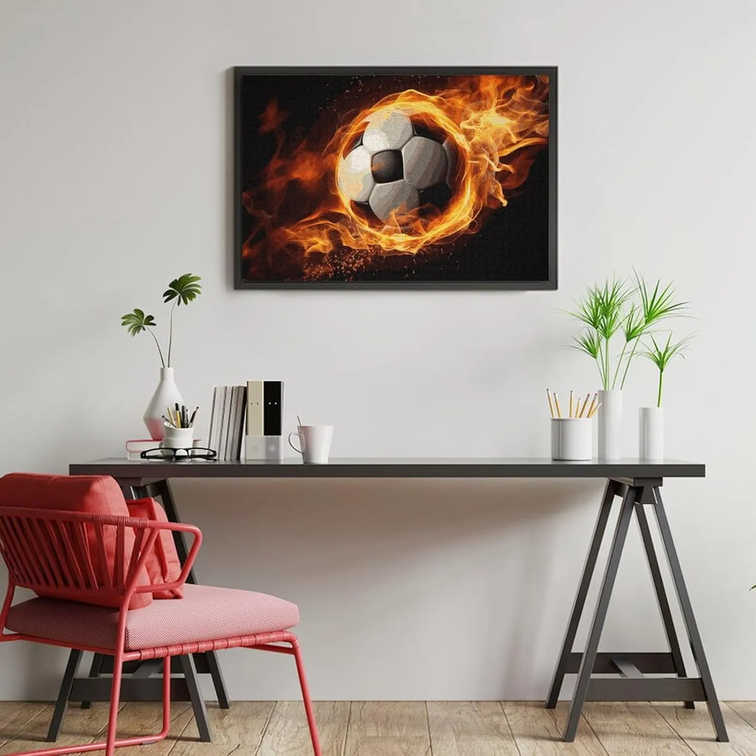 Unique Shape Puzzles Wall Art Home Decor for Puzzle Lovers$ Family$ Friend Creative mouth corpse tusk epidermis Gift Toys Soccer Flame Wooden Puzzles for Adults 1000 PCS 
